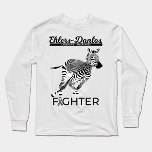 Ehlers Danlos Awareness Fighter Zebra Dark Text Long Sleeve T-Shirt